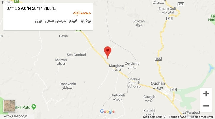 روستای محمدآباد بر روی نقشه