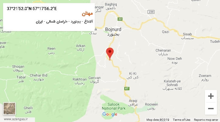 روستای مهنان بر روی نقشه