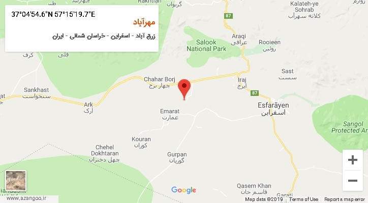 روستای مهرآباد بر روی نقشه