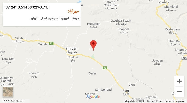 روستای مهرآباد بر روی نقشه