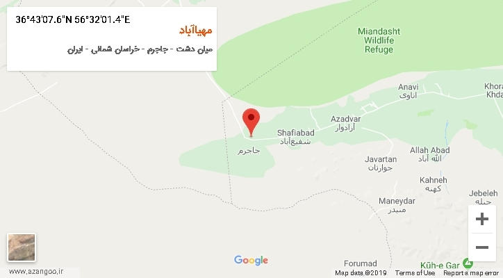 روستای مهیاآباد بر روی نقشه