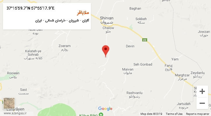 روستای ملاباقر بر روی نقشه