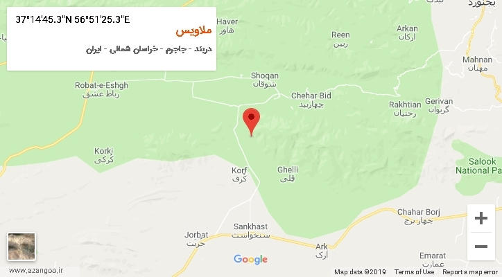 روستای ملاویس بر روی نقشه
