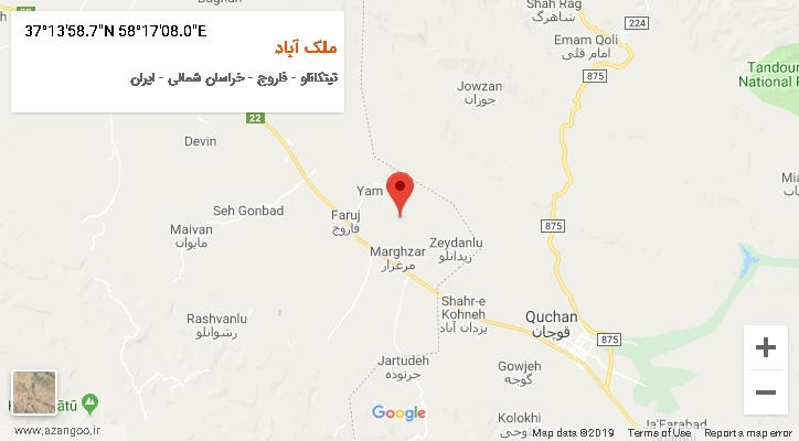 روستای ملک آباد بر روی نقشه
