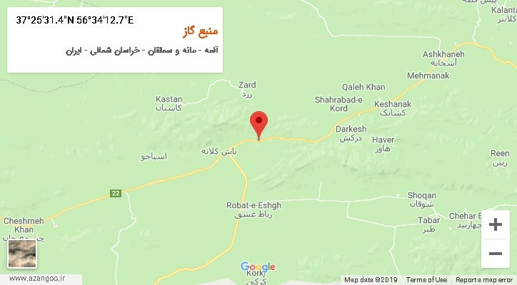 روستای منبع گاز بر روی نقشه