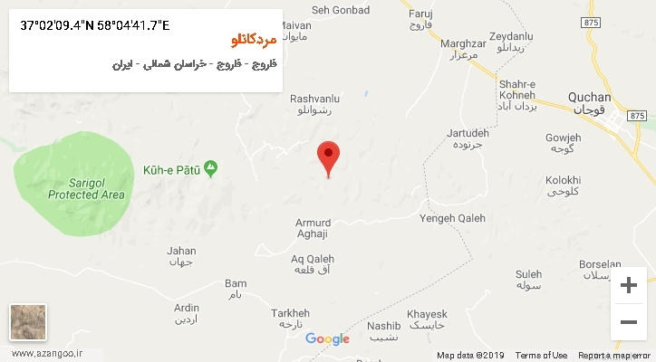 روستای مردکانلو بر روی نقشه