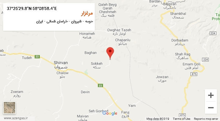 روستای مرغزار بر روی نقشه