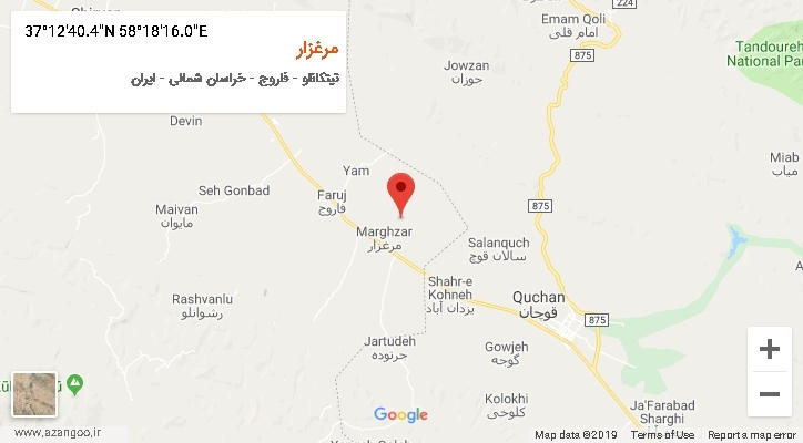 روستای مرغزار بر روی نقشه