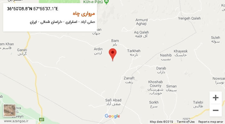 روستای مرواری چاه بر روی نقشه