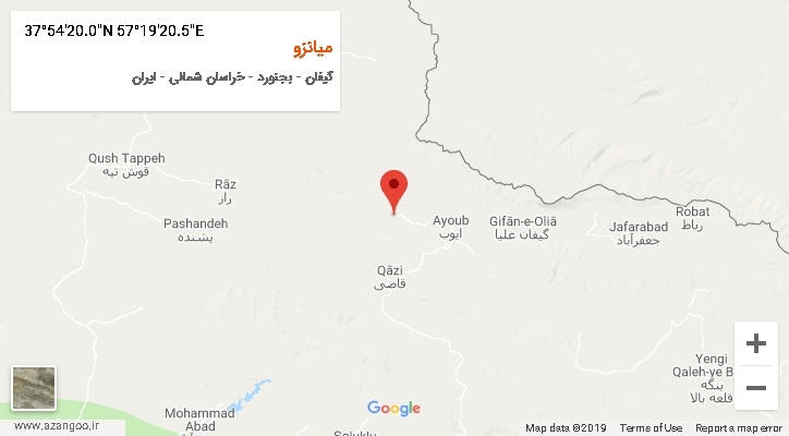 روستای میانزو بر روی نقشه