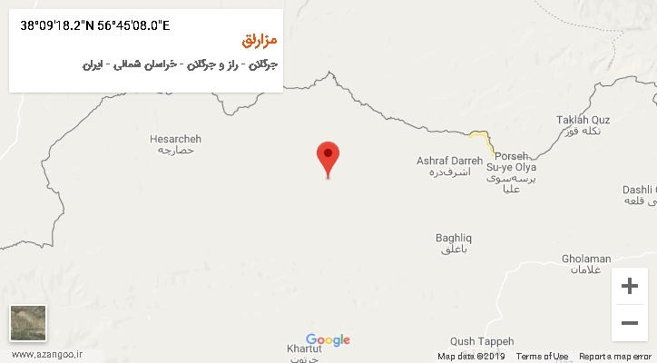 روستای مزارلق بر روی نقشه