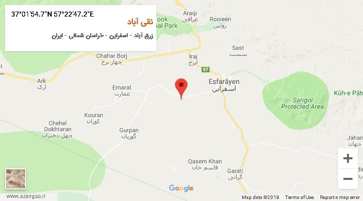 روستای نقی آباد بر روی نقشه