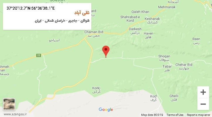 روستای نقی آباد بر روی نقشه