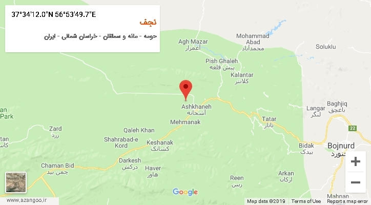 روستای نجف بر روی نقشه