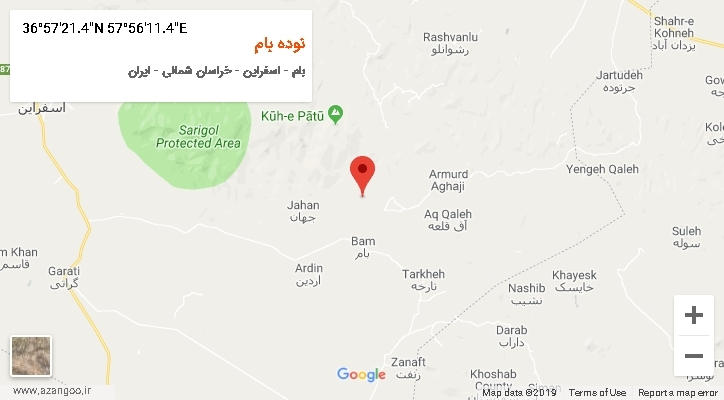 روستای نوده بام بر روی نقشه