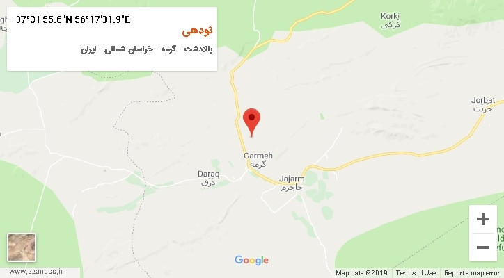 روستای نودهی بر روی نقشه