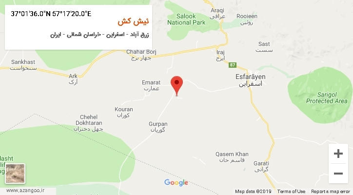 روستای نیش کش بر روی نقشه