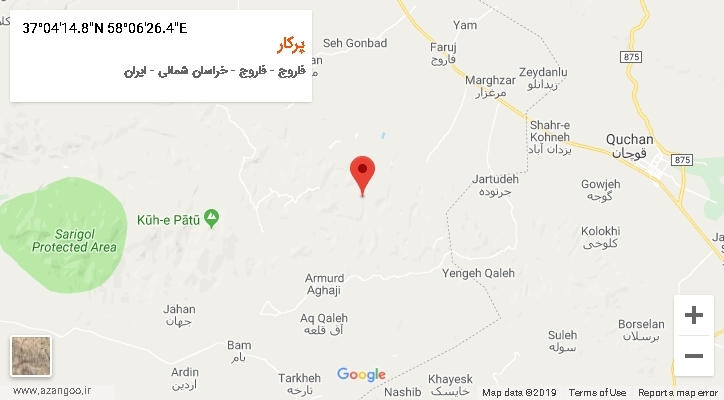 روستای پرکار بر روی نقشه