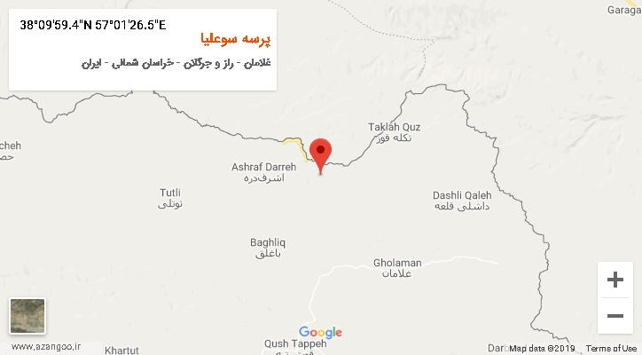 روستای پرسه سوعلیا بر روی نقشه