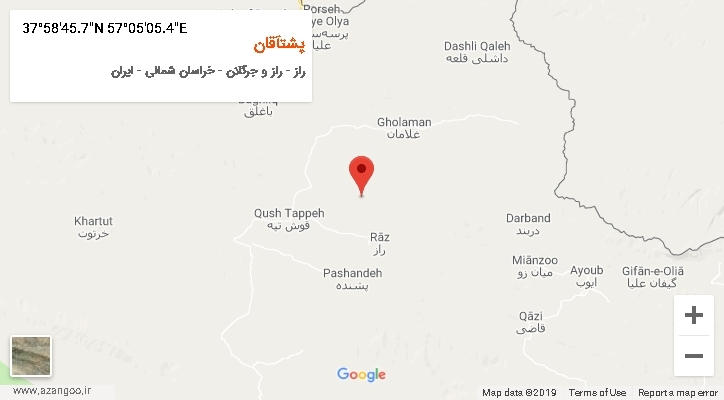 روستای پشتآقان بر روی نقشه
