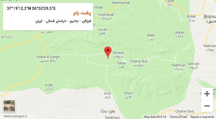 روستای پشت بام بر روی نقشه
