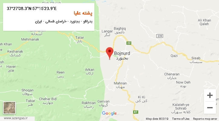 روستای پشته علیا بر روی نقشه