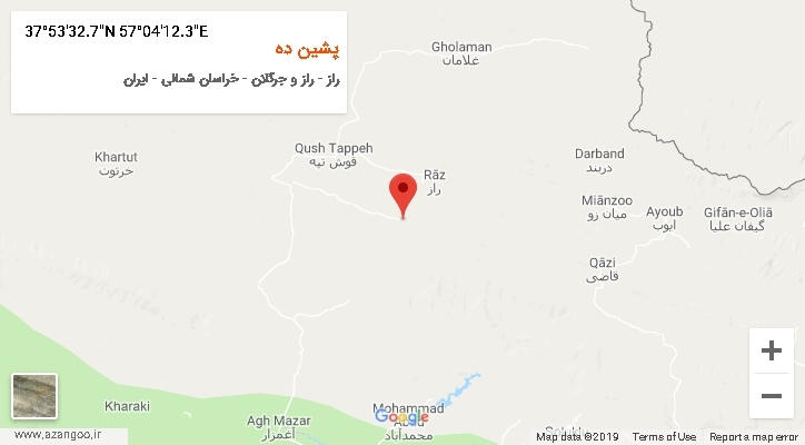 روستای پشین ده بر روی نقشه