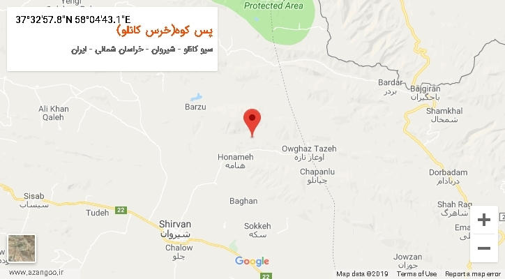روستای پس کوه(خرس کانلو) بر روی نقشه