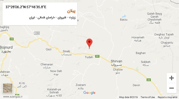 روستای پیلان بر روی نقشه
