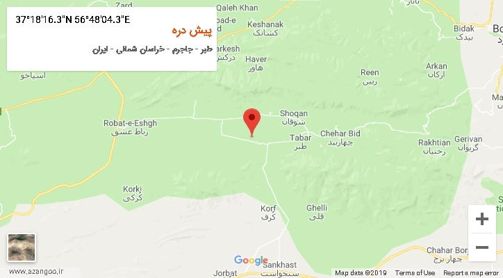 روستای پیش دره بر روی نقشه