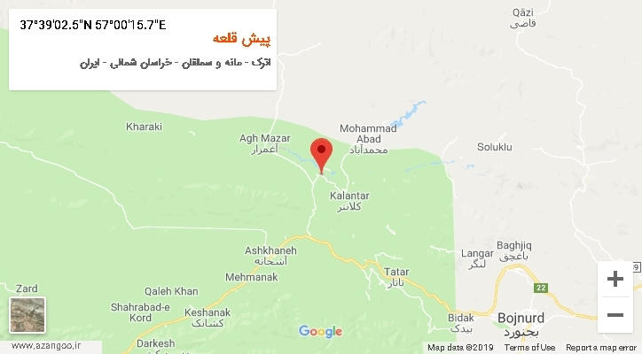 روستای پیش قلعه بر روی نقشه