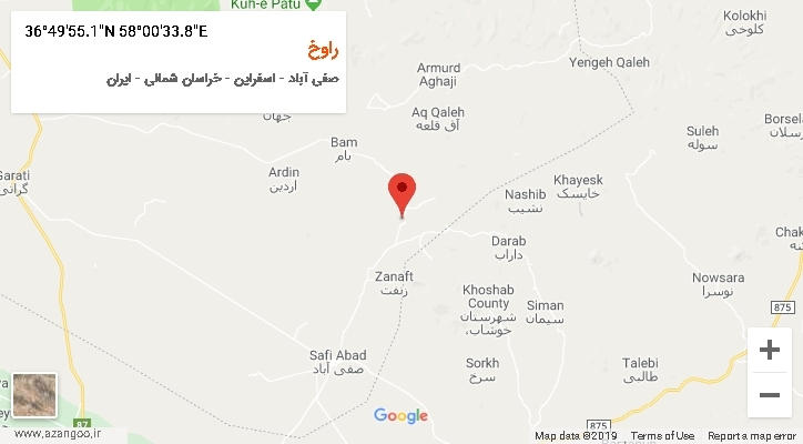 روستای راوخ بر روی نقشه