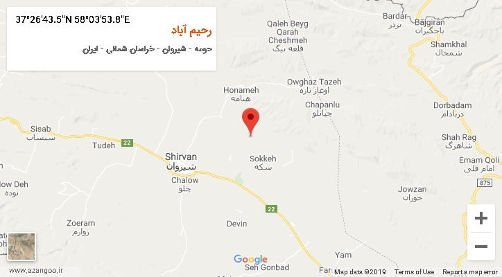 روستای رحیم آباد بر روی نقشه
