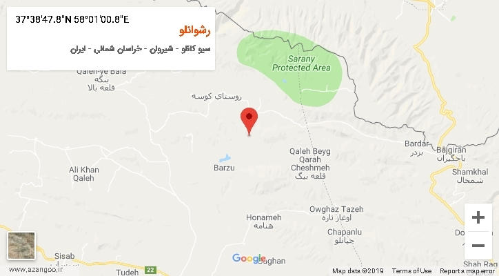 روستای رشوانلو بر روی نقشه