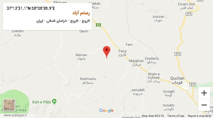 روستای رستم آباد بر روی نقشه