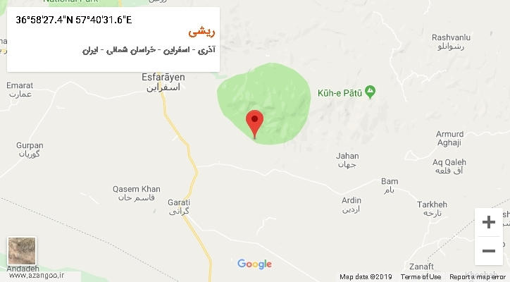 روستای ریشی بر روی نقشه