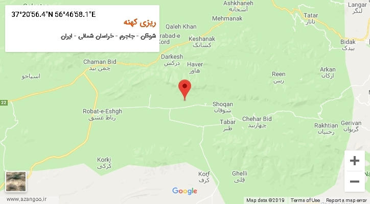 روستای ریزی کهنه بر روی نقشه