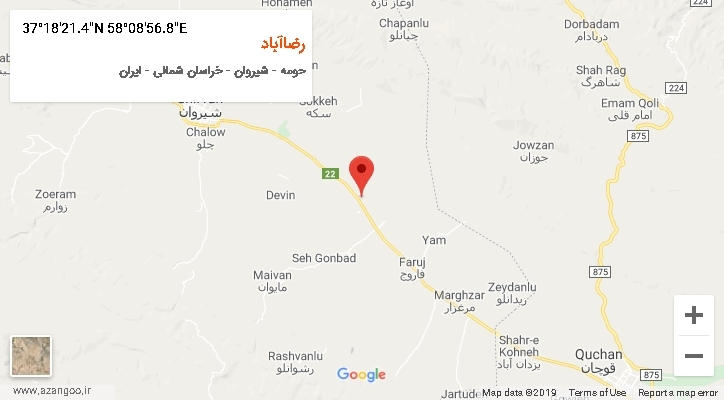 روستای رضاآباد بر روی نقشه