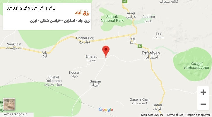 روستای رزق آباد بر روی نقشه