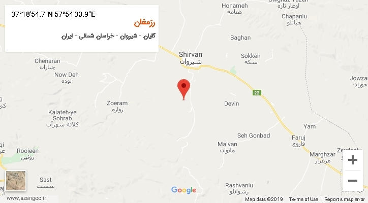 روستای رزمغان بر روی نقشه