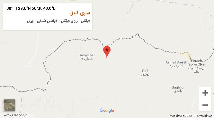 روستای ساری گ ل بر روی نقشه
