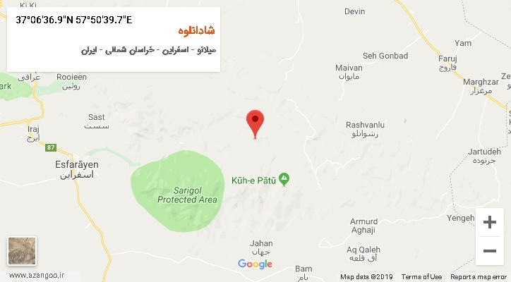 روستای شادانلوه بر روی نقشه
