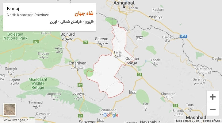 دهستان شاه جهان بر روی نقشه