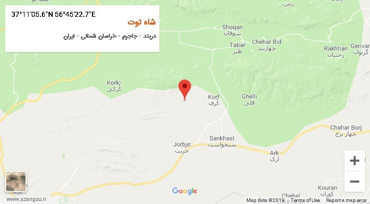 روستای شاه توت بر روی نقشه