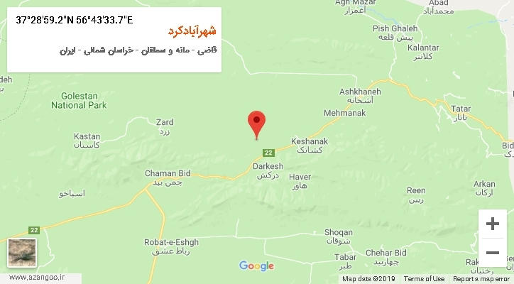 روستای شهرآبادکرد بر روی نقشه