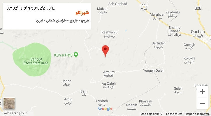روستای شهرانلو بر روی نقشه