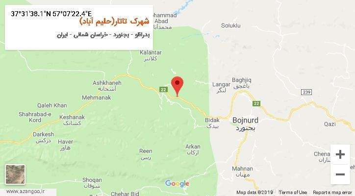 روستای شهرک تاتار(حلیم آباد) بر روی نقشه