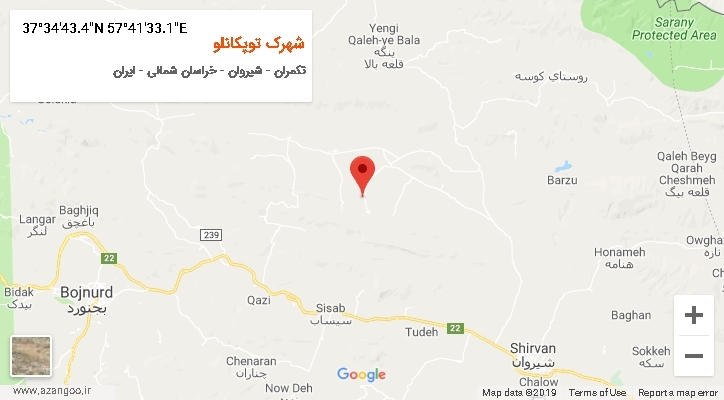 روستای شهرک توپکانلو بر روی نقشه
