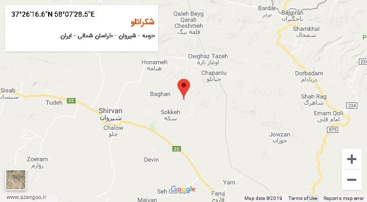 روستای شکرانلو بر روی نقشه
