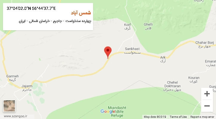 روستای شمس آباد بر روی نقشه